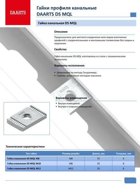 Гайки профиля канальные DAARTS